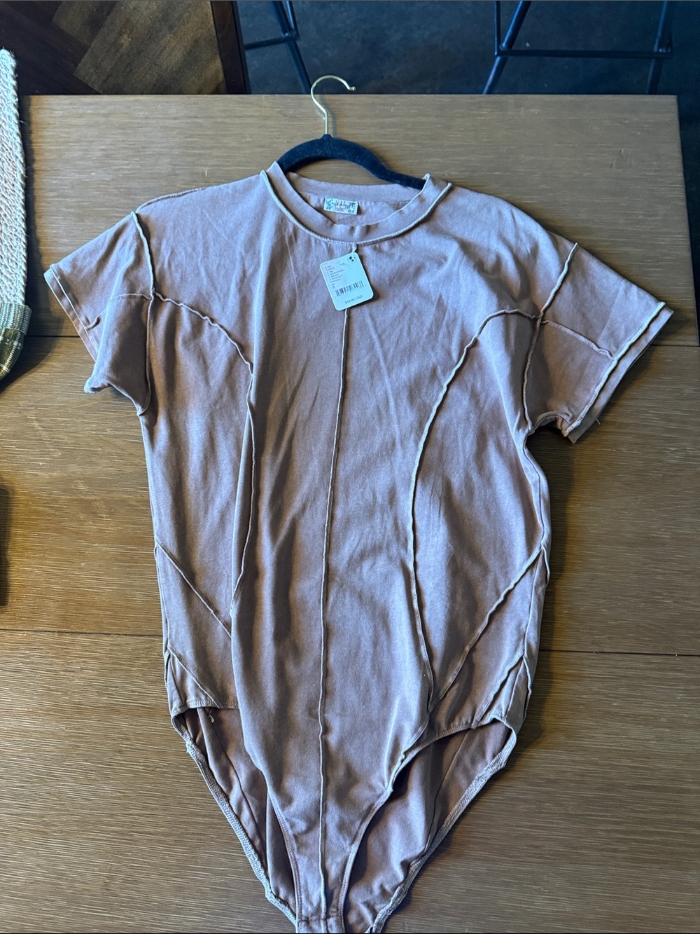 Free People Mauve Washed Crewneck Bodysuit